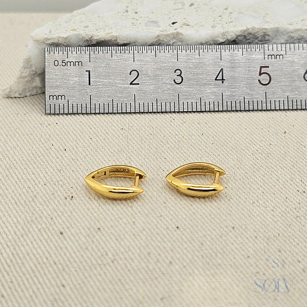 Solv Sterling Silver Gold Plated V Shaped Huggie Earrings