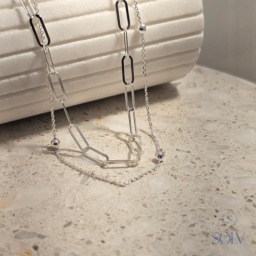 Solv Sterling Silver Double Chain