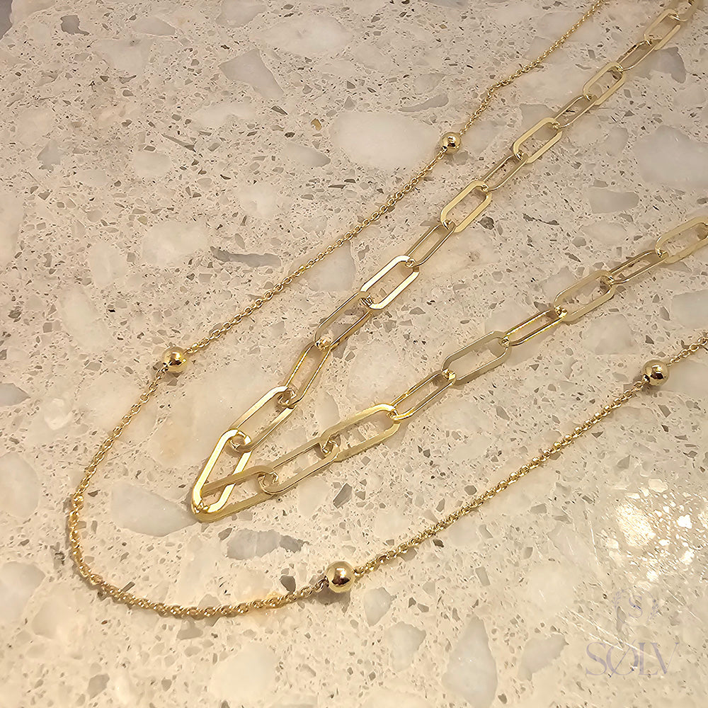 Solv Sterling Silver Gold Plated Double Strand Chain