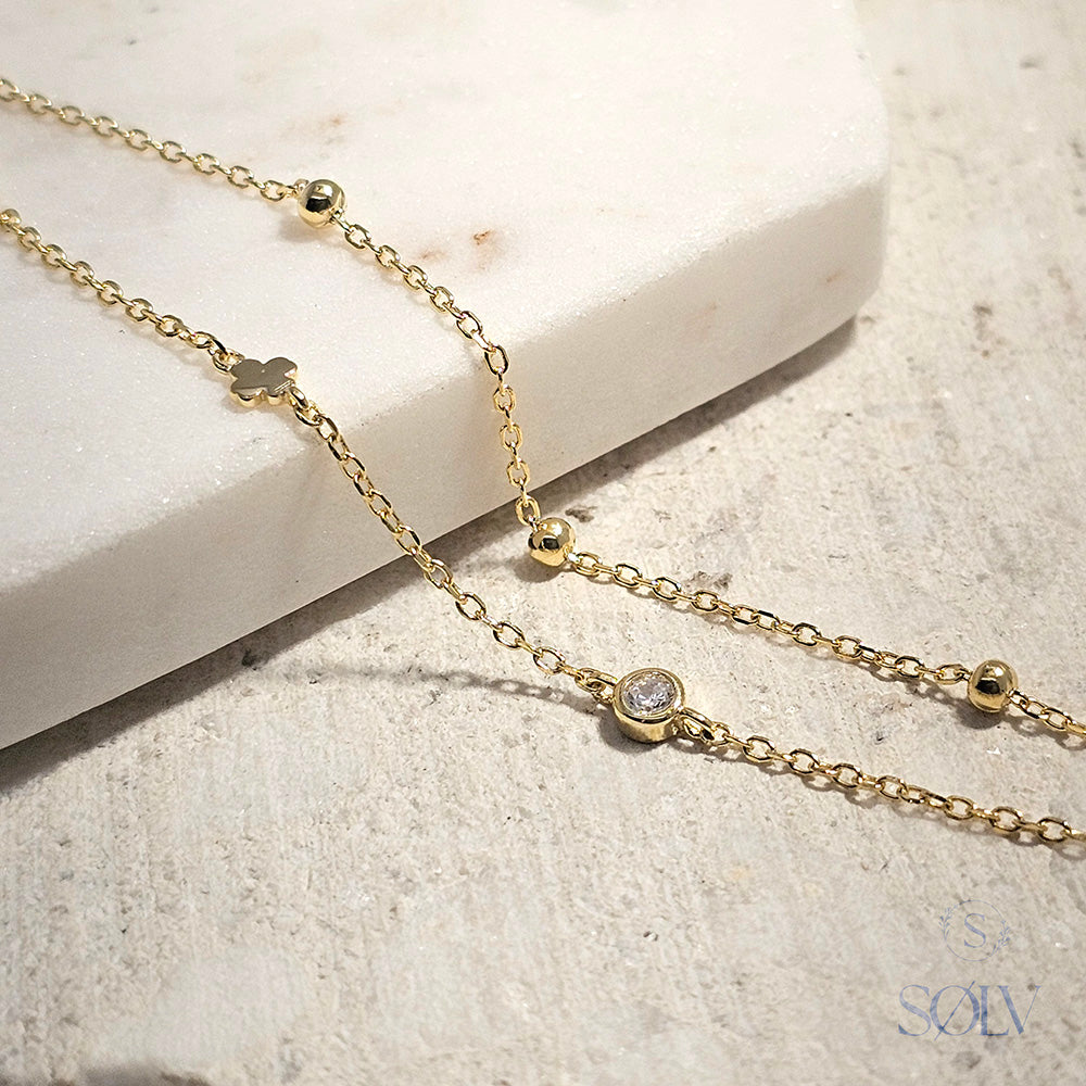 Solv Sterling Silver Gold Plated Double Bracelet