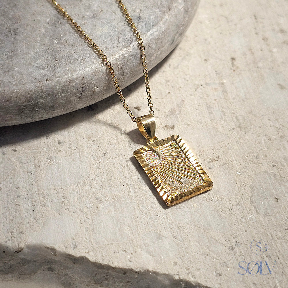 Solv Sterling Silver Gold Plated Sun Necklet