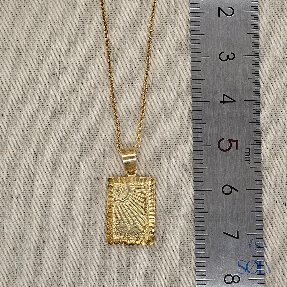 Solv Sterling Silver Gold Plated Sun Necklet