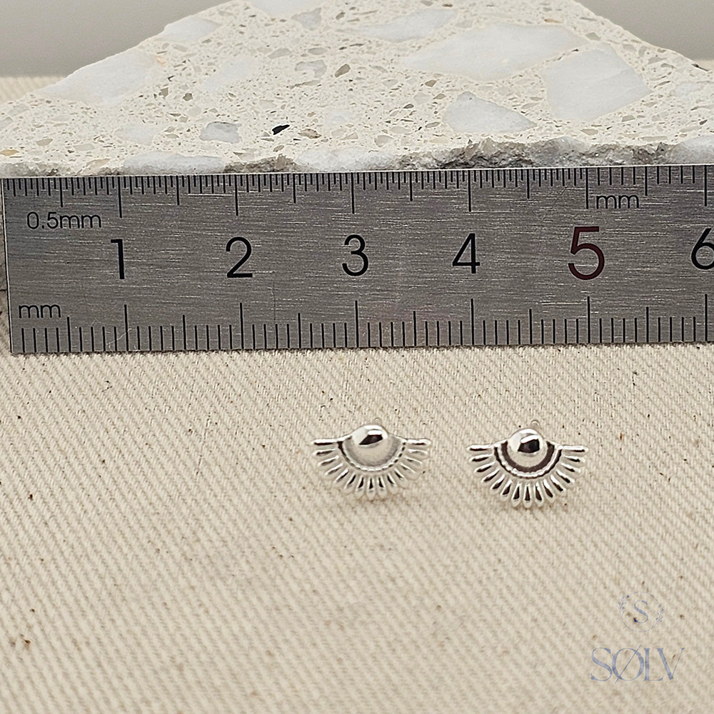 Solv Sterling Silver Half Shell Stud Earrings