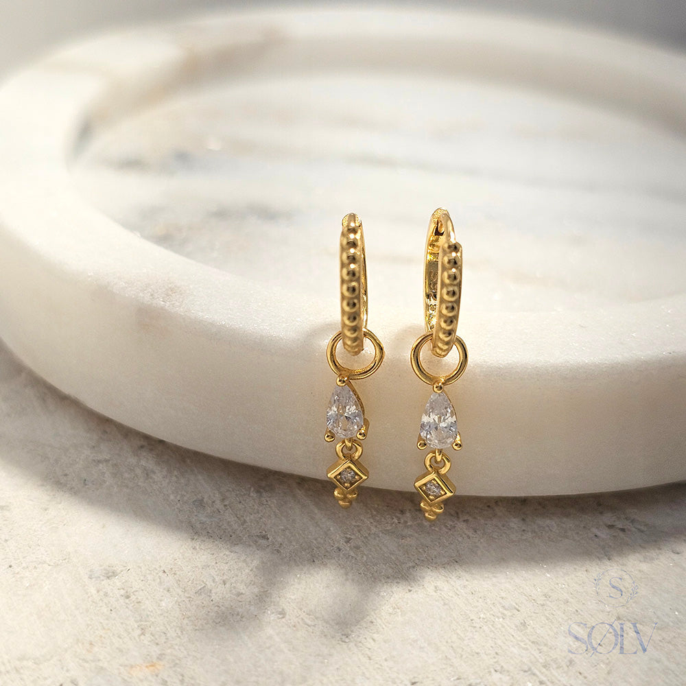 Solv Sterling Silver Gold Plated Huggie Earrings With Removable Drop Charm