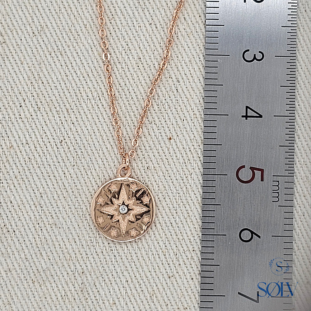 Solv Sterling Silver Gold Plated Star Necklet