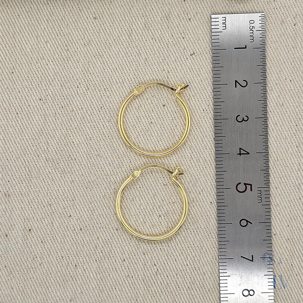 Solv Sterling Silver Gold Plated Hoop Earrings
