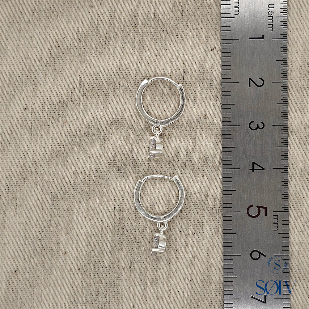 Solv Sterling Silver Cubic Zirconia Drop Huggie Earrings