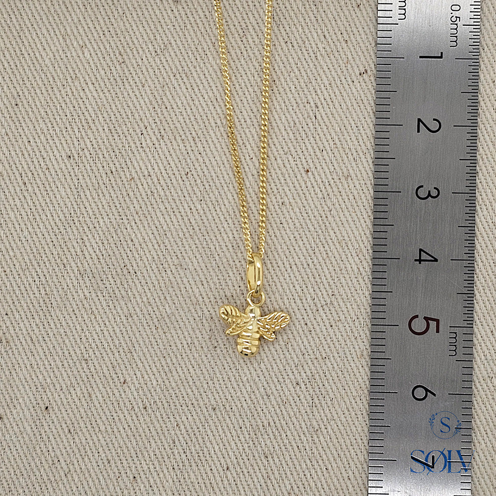 Solv Sterling Silver Gold Plated Bee Necklet