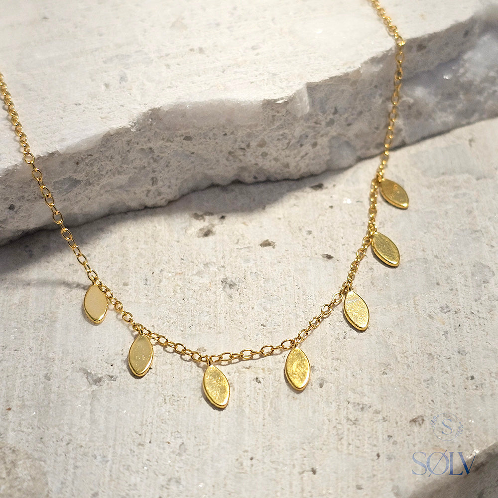 Solv Sterling Silver Gold Plated Multi Disc Necklet