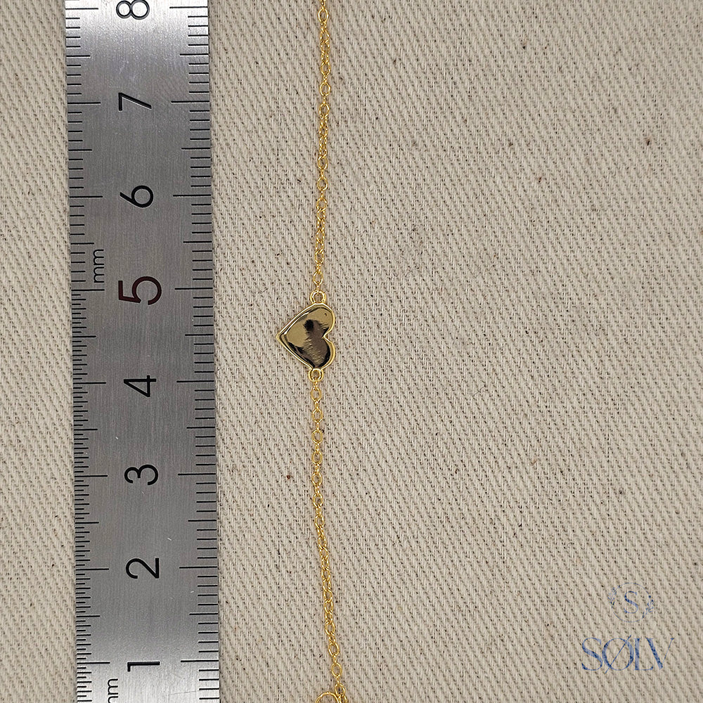 Solv Sterling Silver Gold Plated Heart Bracelet