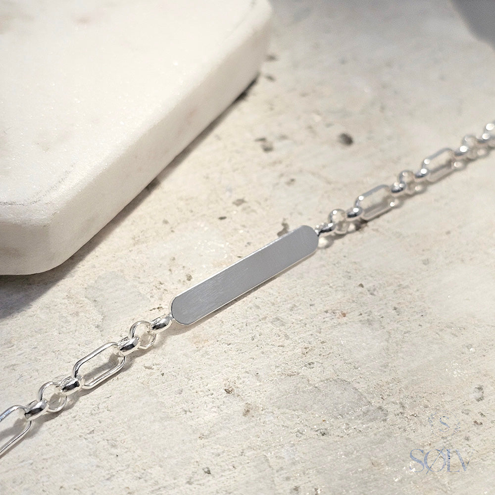 Solv Sterling Silver Mulit Link ID Bracelet