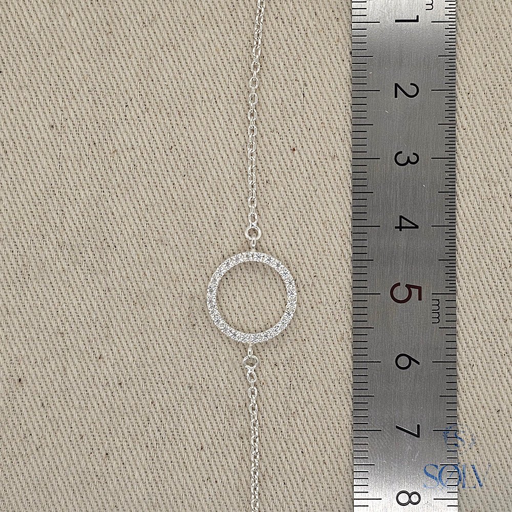 Solv Sterling Silver Open Circle Cubic Zirconia Bracelet