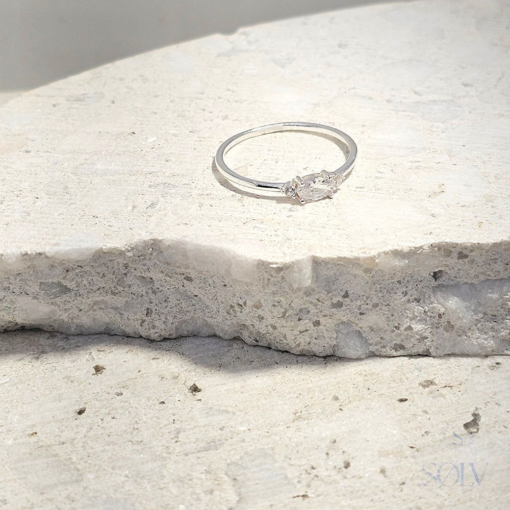 Solv Sterling Silver Cubic Zirconia Ring, Size 6