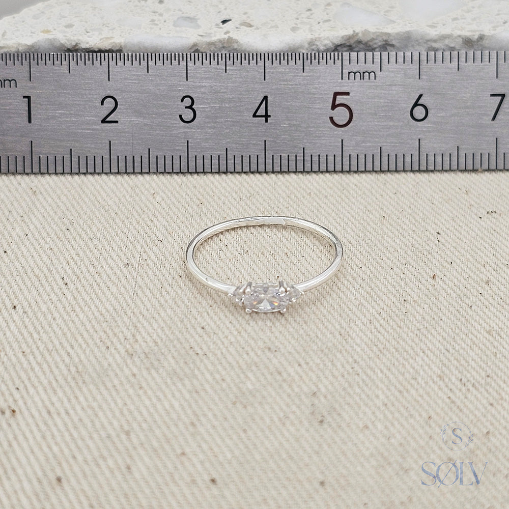 Solv Sterling Silver Cubic Zirconia Ring, Size 6