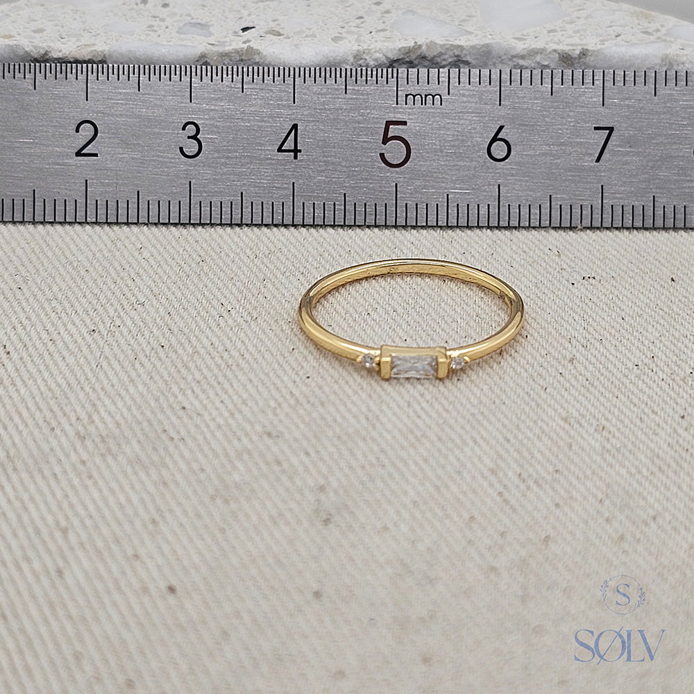 Solv Sterling Silver Gold Plated Cubic Zirconia Ring, Size 6