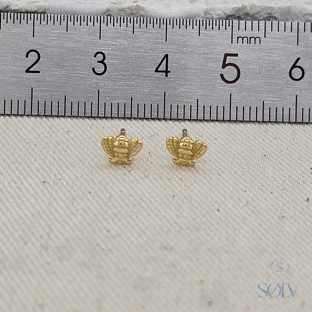 Solv Sterling Silver Gold Plated Bee Stud Earrings