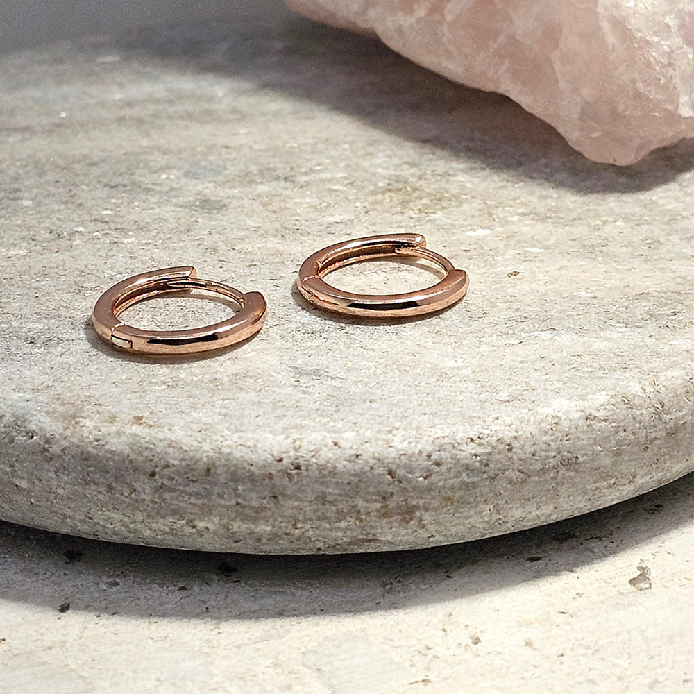 Solv Sterling Silver Gold Plated Huggie Earrings