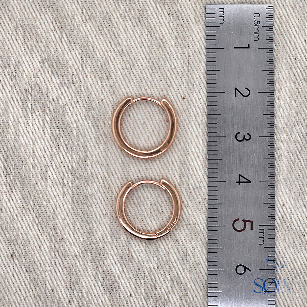 Solv Sterling Silver Gold Plated Huggie Earrings