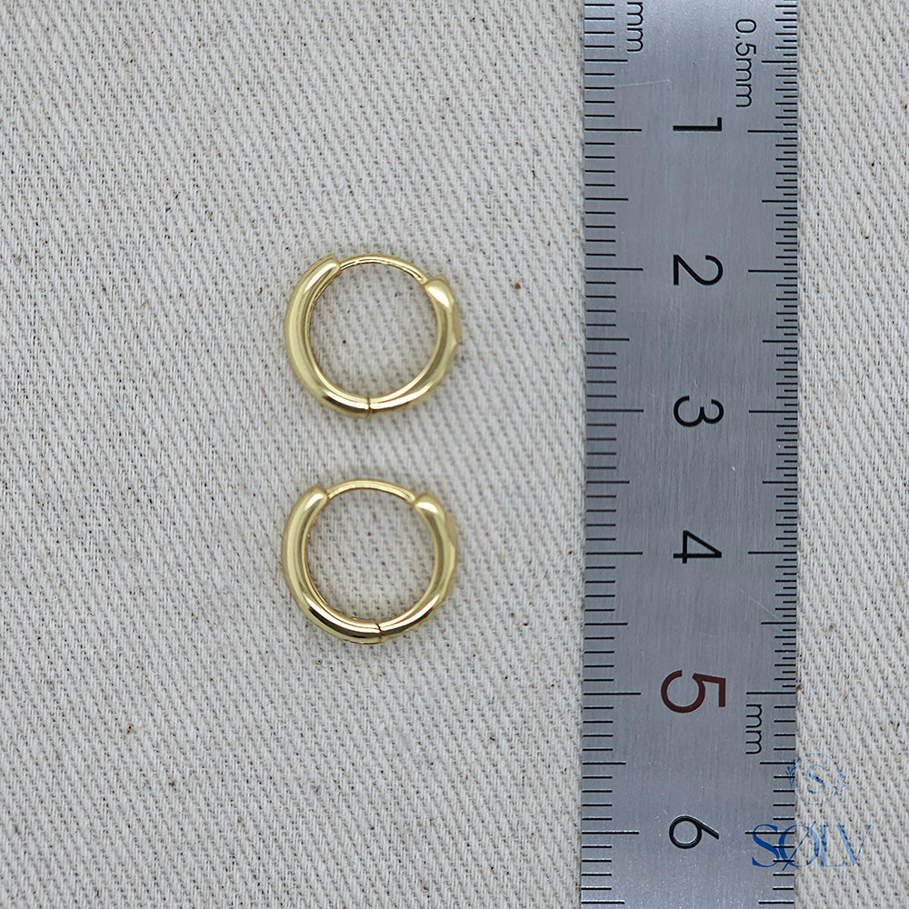 Solv Sterling Silver Gold Plated Etched Huggie Earrings