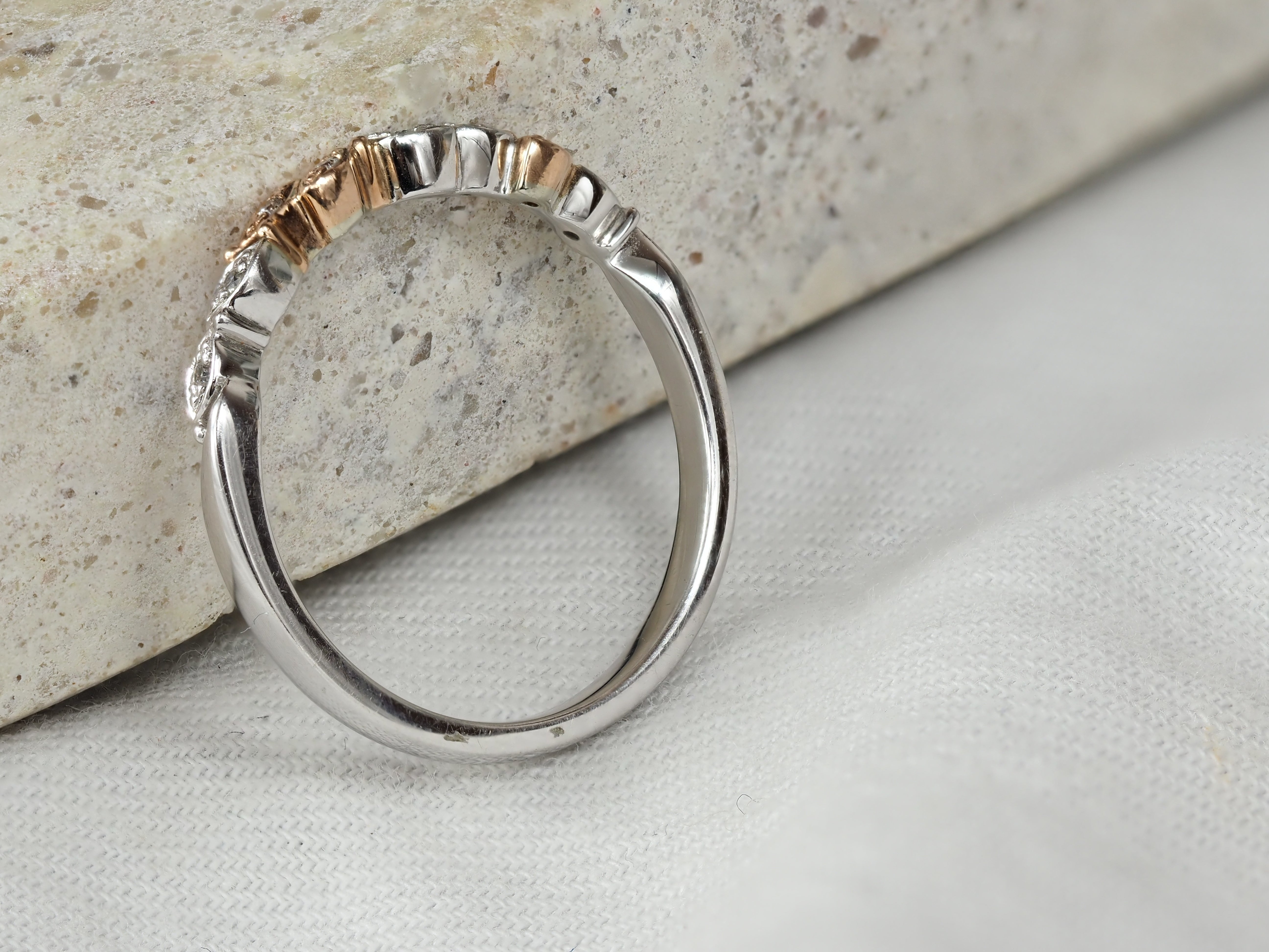 9ct Rose and White Gold Pink Diamond Ring, 0.04ct Total