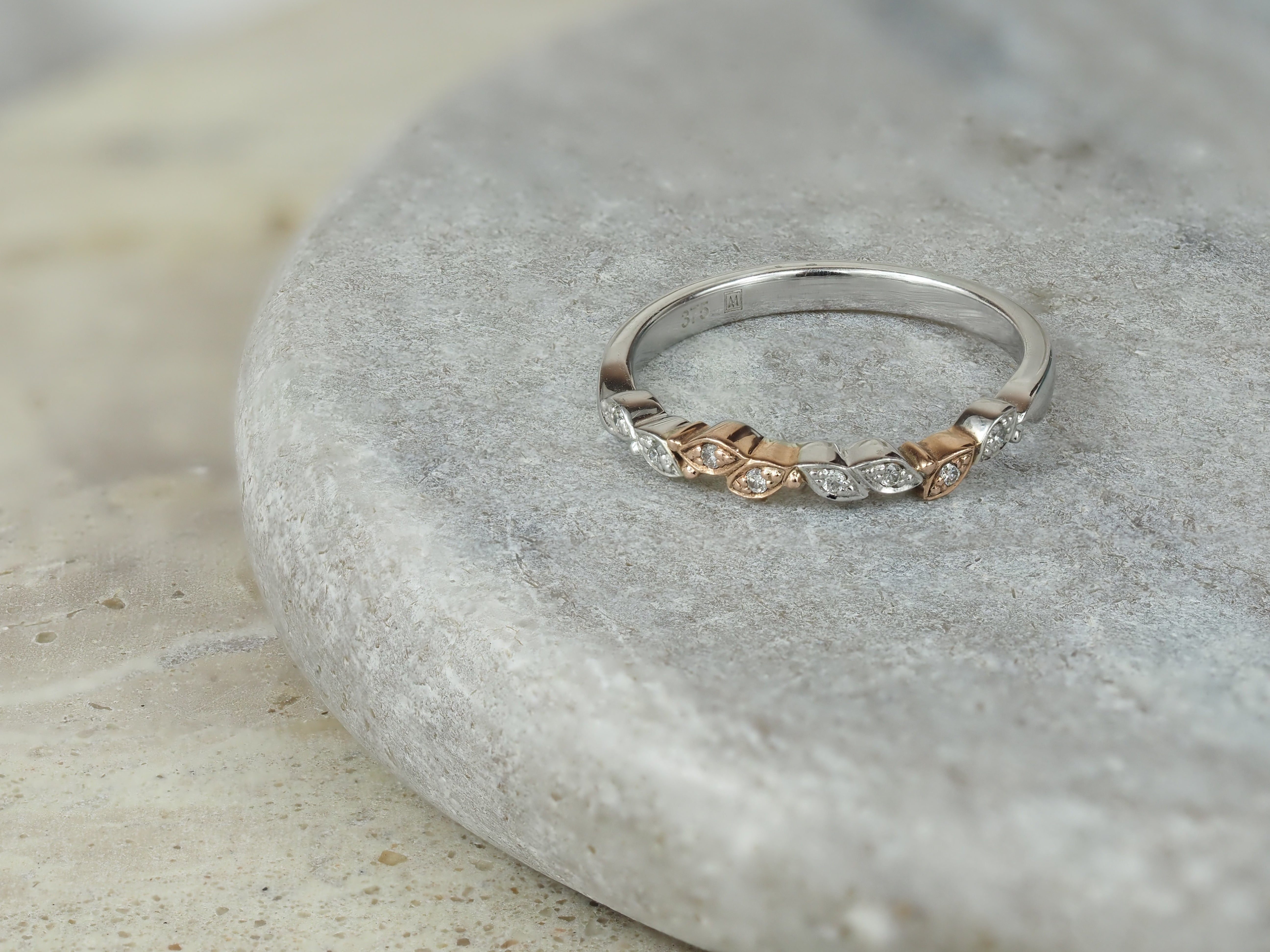 9ct Rose and White Gold Pink Diamond Ring, 0.04ct Total