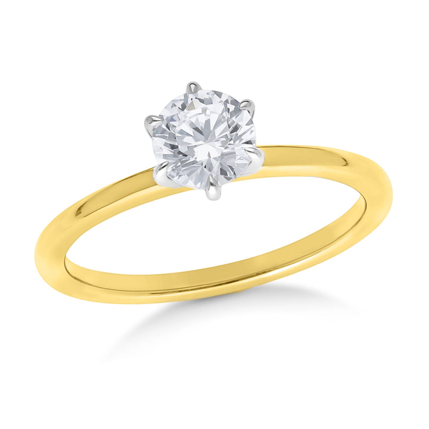 9ct Yellow and White Gold Lab-Grown Round Diamond ring, 0.50ct centre