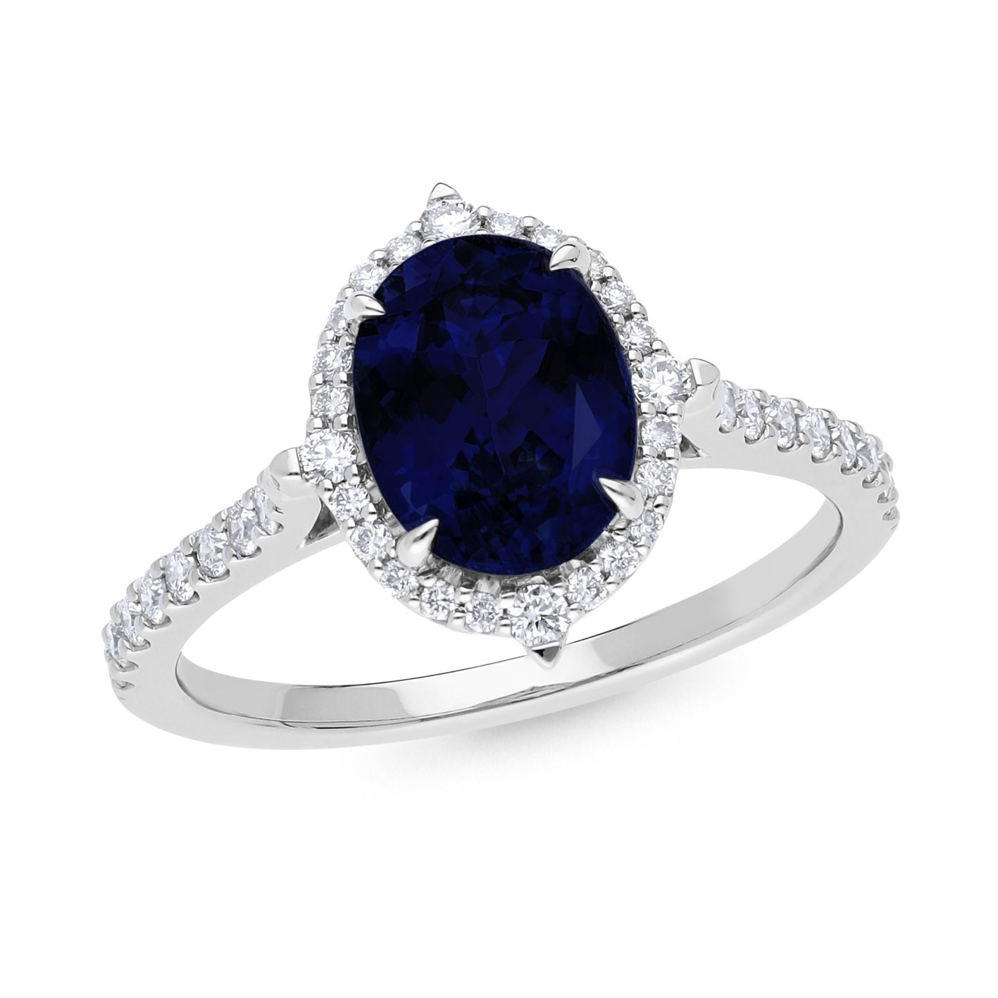9ct White Gold Sapphire and Diamond ring, 2.09ct centre