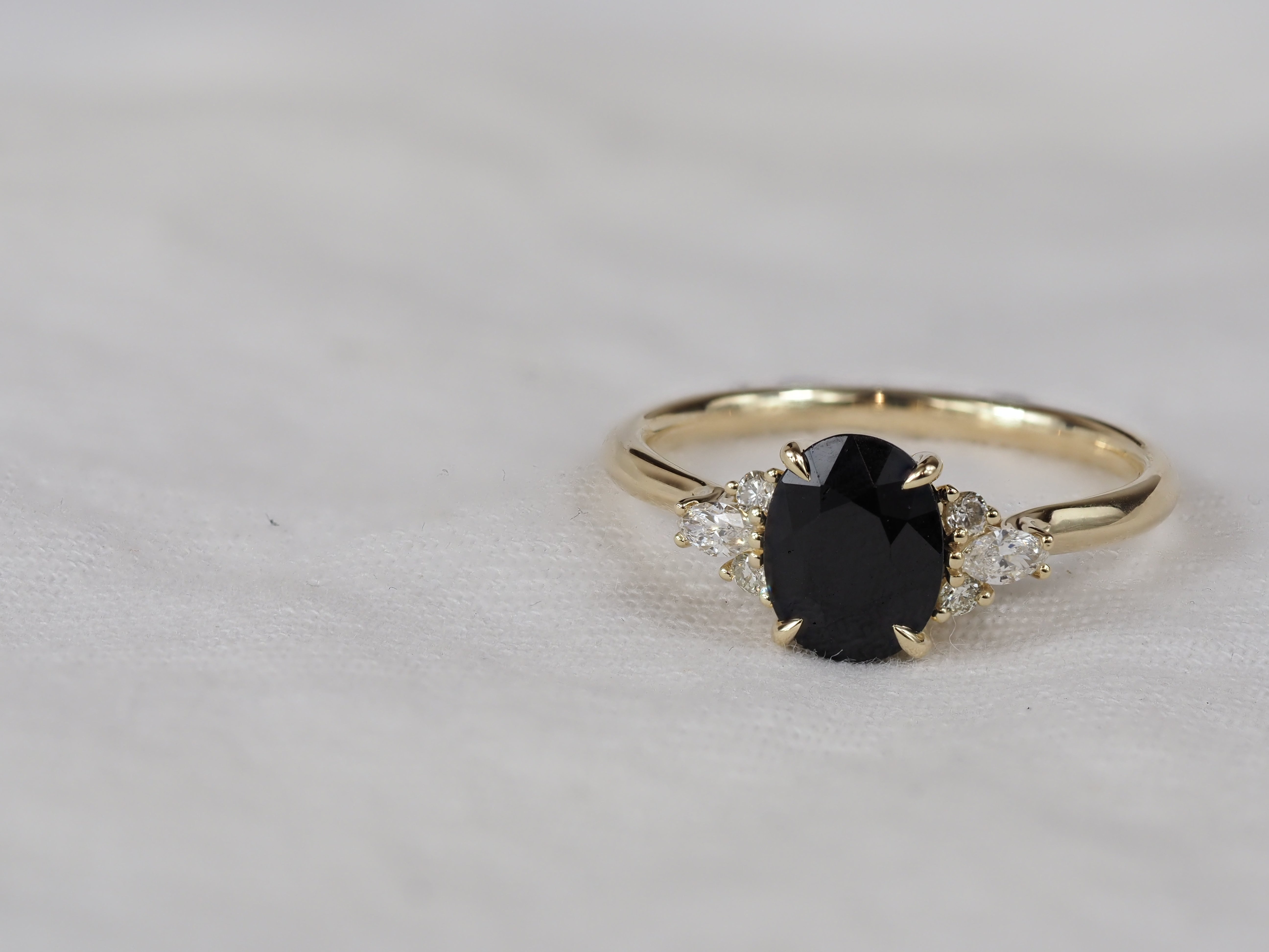 9ct Yellow Gold Sapphire and Diamond Ring