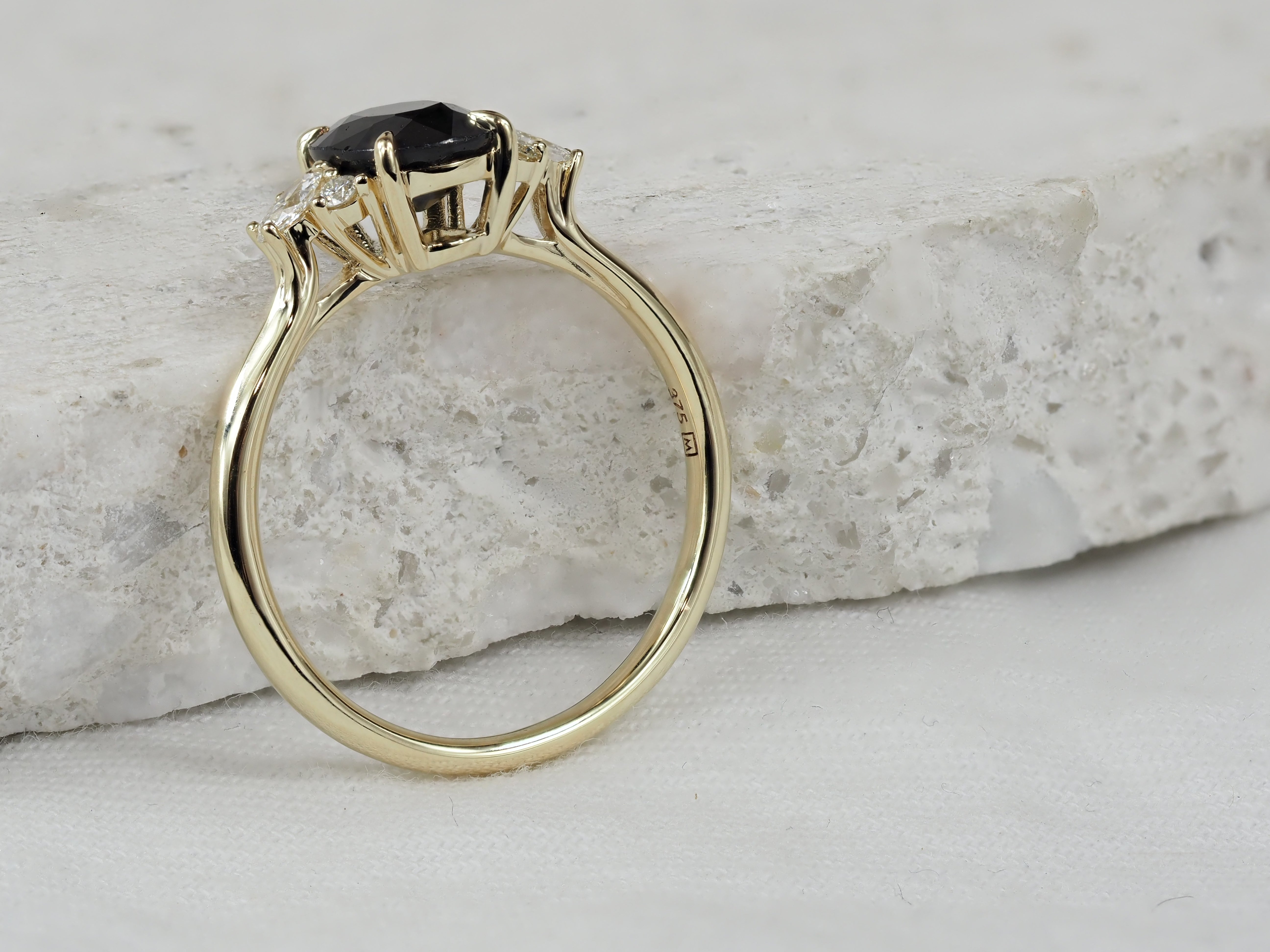 9ct Yellow Gold Sapphire and Diamond Ring