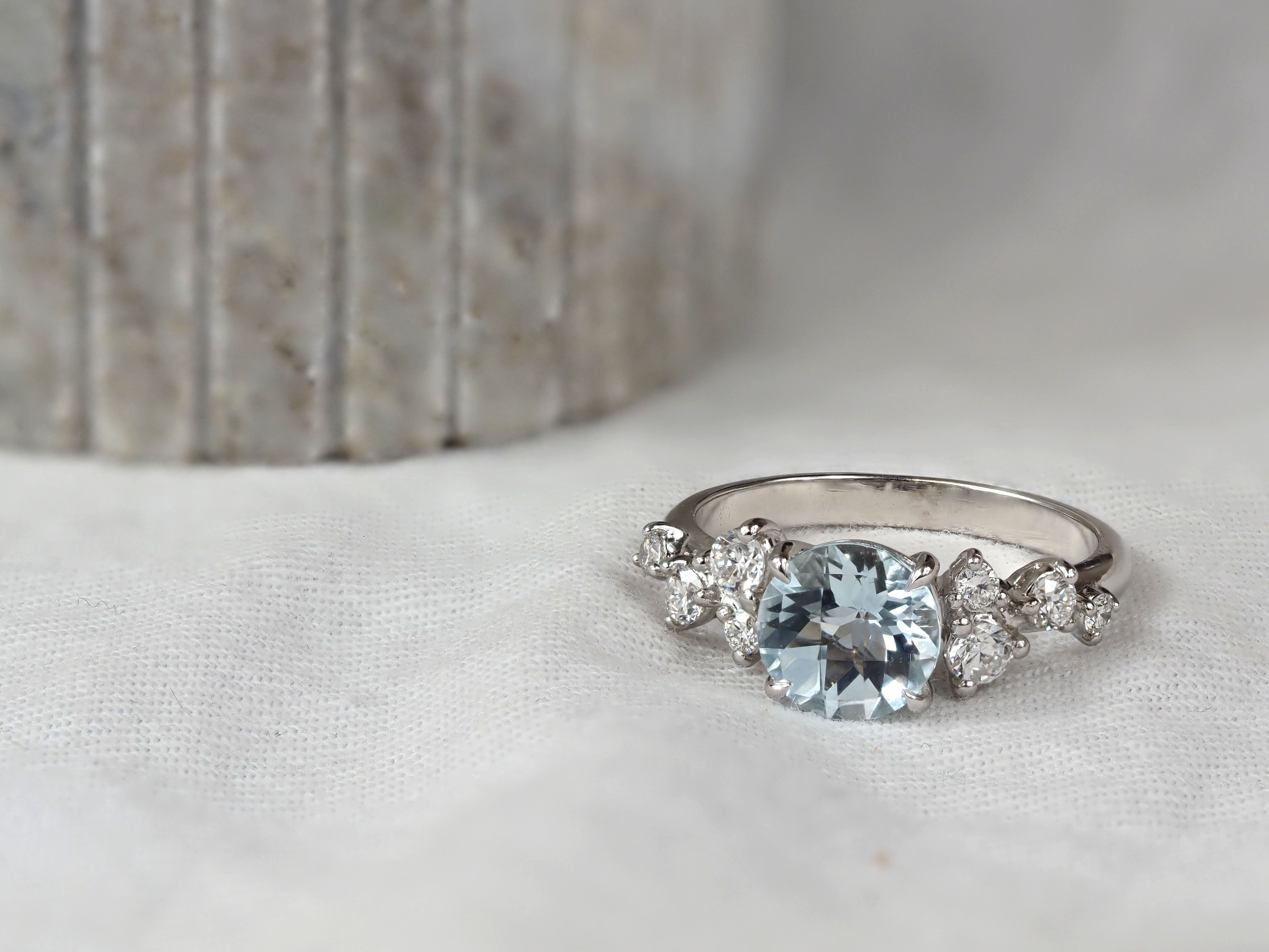 9ct White Gold Aquamarine and Lab-Grown Diamond ring