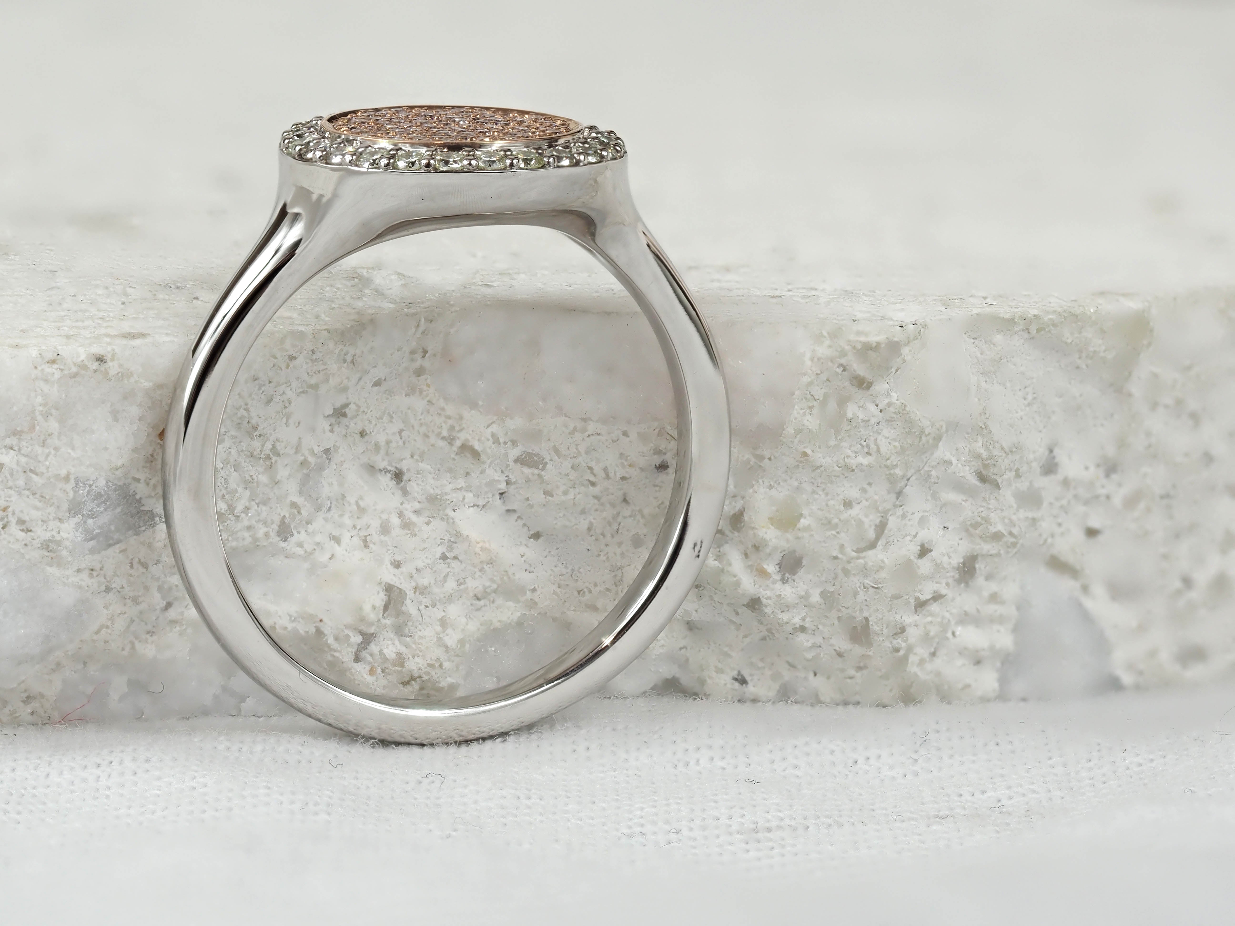 9ct White and Rose Gold 'Pink Caviar' Argyle Diamond Ring, 0.32ct total