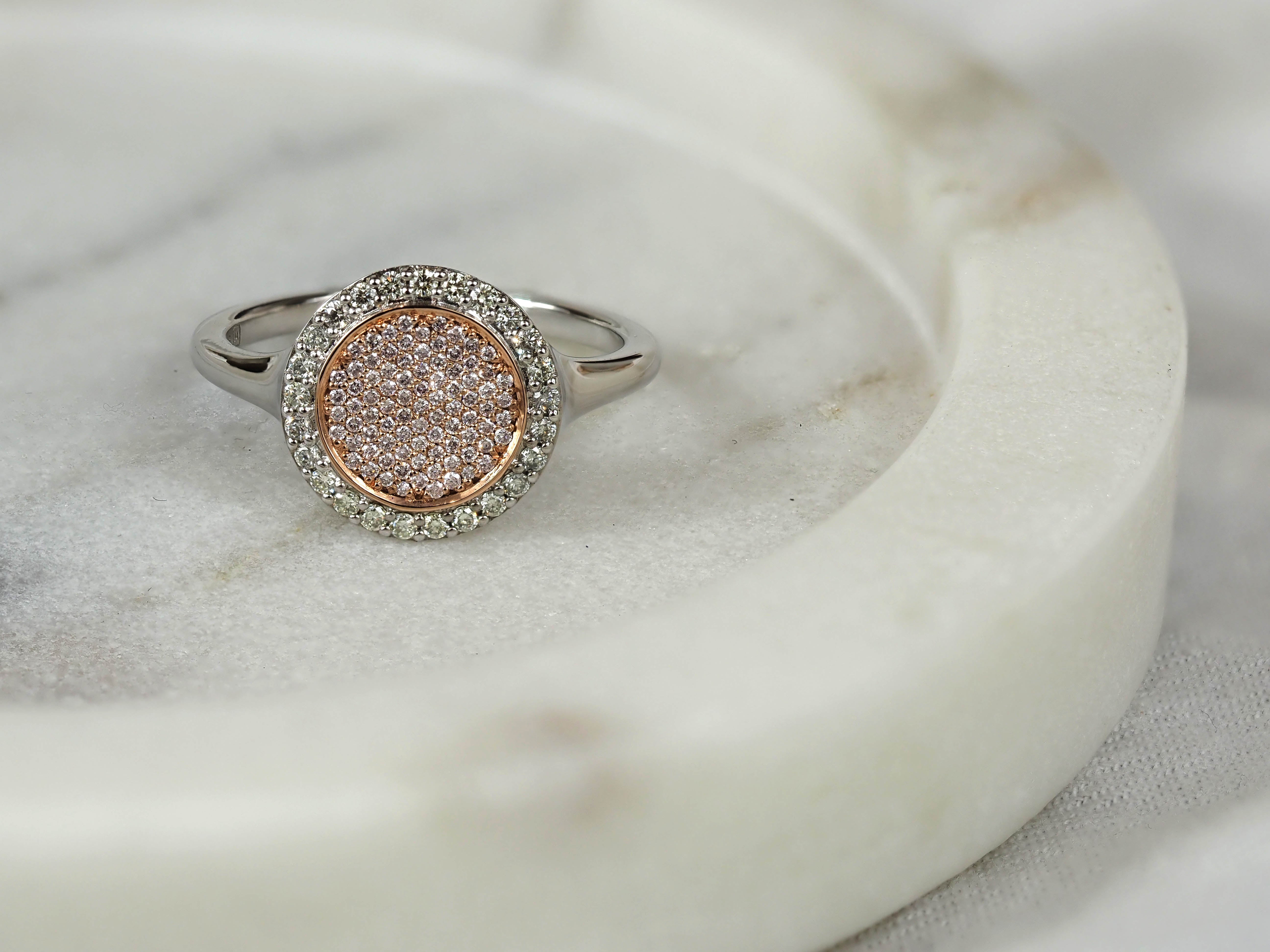 9ct White and Rose Gold 'Pink Caviar' Argyle Diamond Ring, 0.32ct total