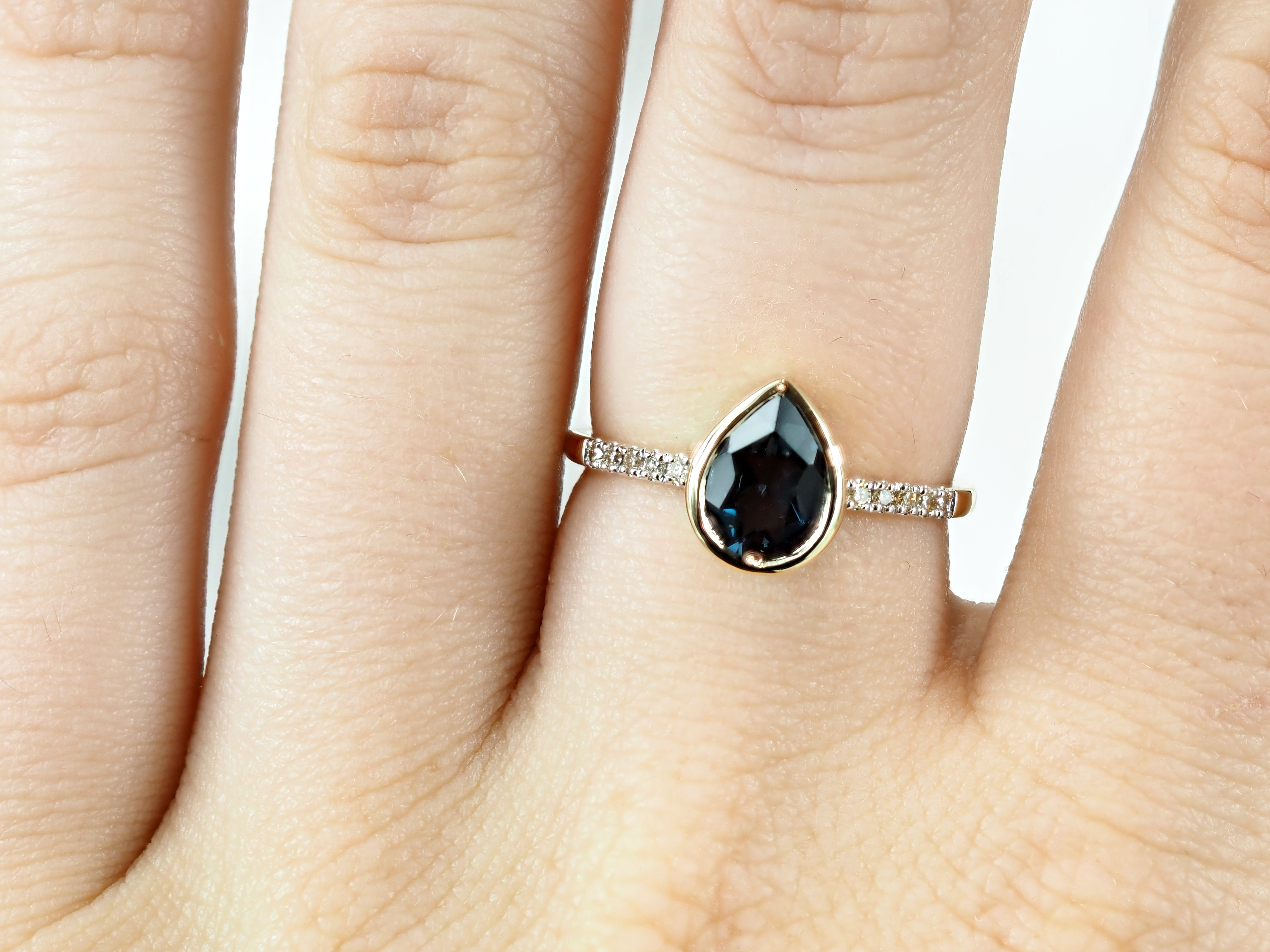 9ct Yellow Gold London Blue Topaz and Diamond Ring