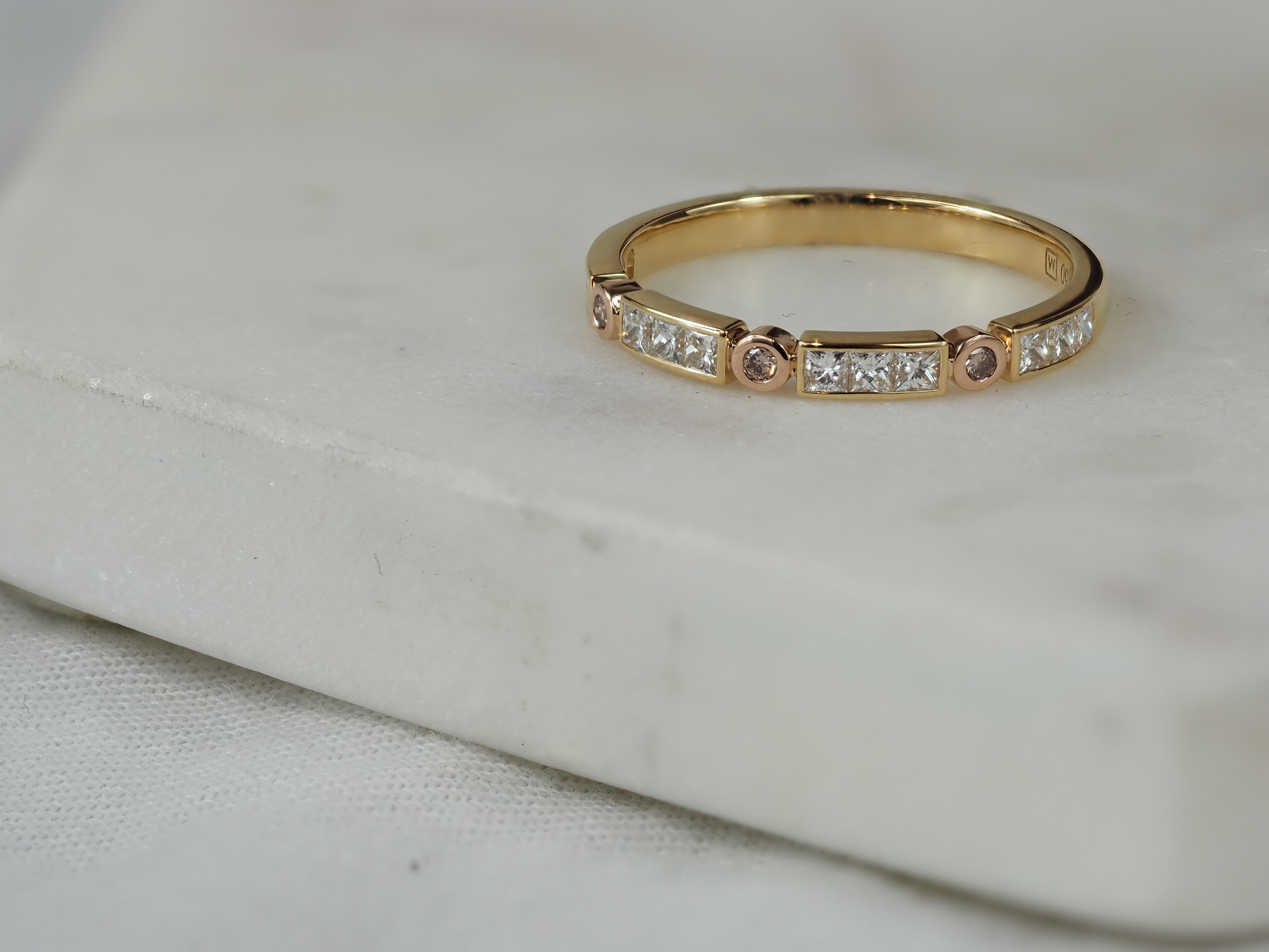 18ct Yellow and Rose Gold Pink Diamond Ring, 0.42ct Total