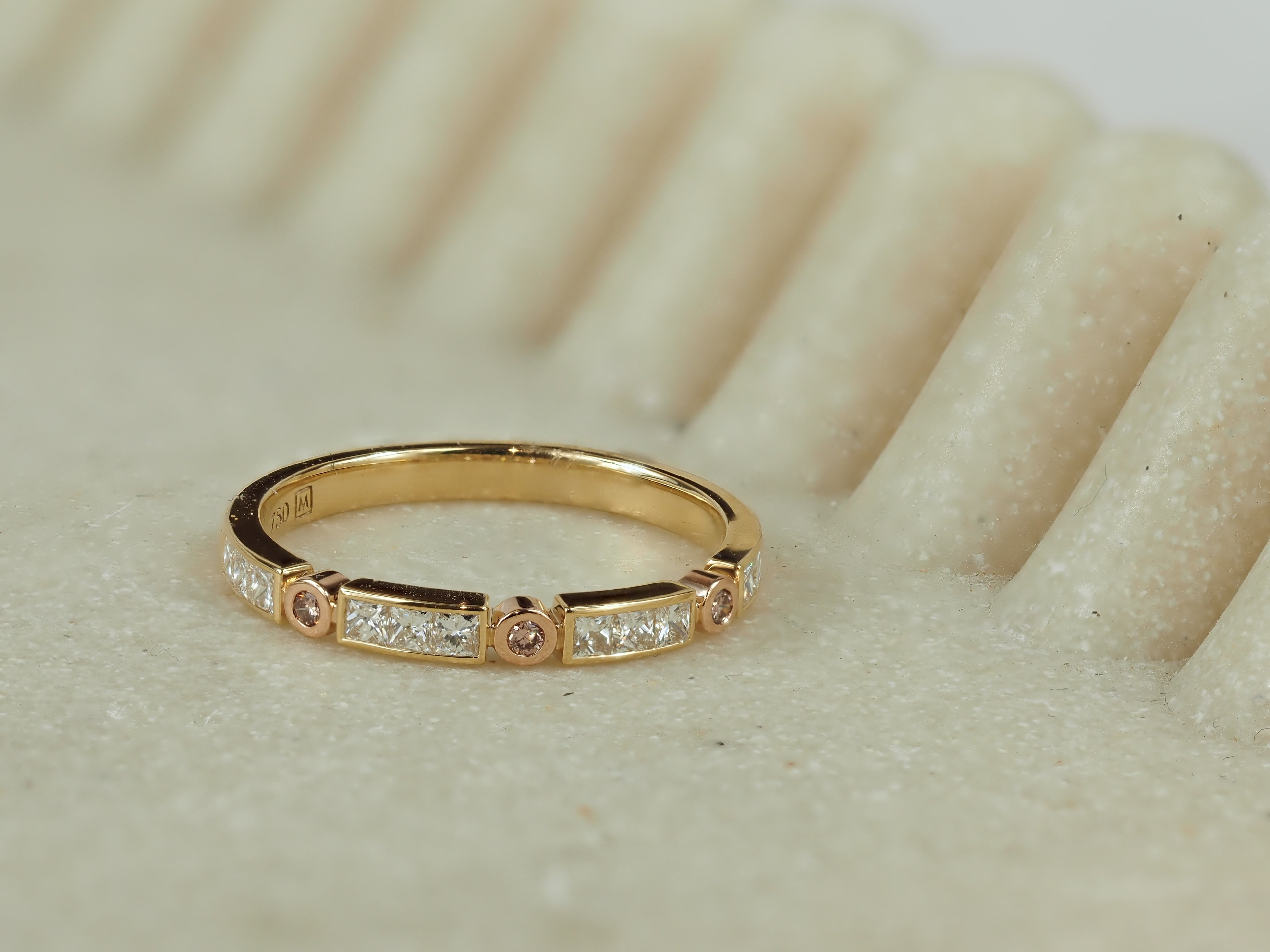 18ct Yellow and Rose Gold Pink Diamond Ring, 0.42ct Total