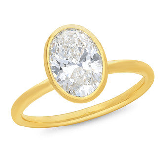18ct Yellow Gold Oval cut Lab-Grown Diamond Engagement Ring, 2ct Total