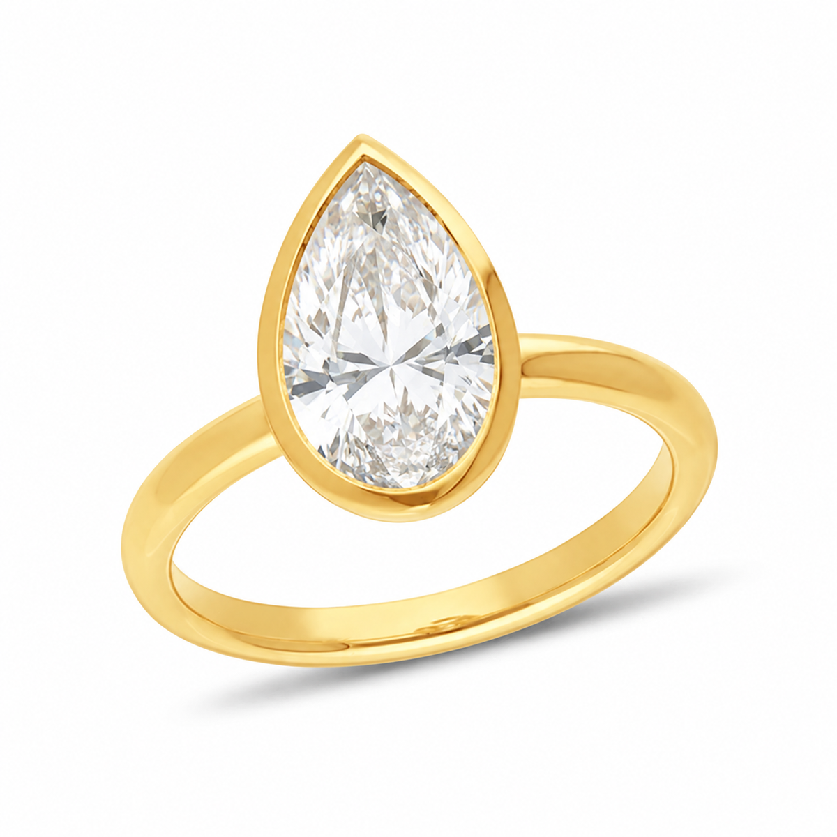 18ct Yellow Gold Pear Lab-Grown Diamond Engagement Ring, 3ct