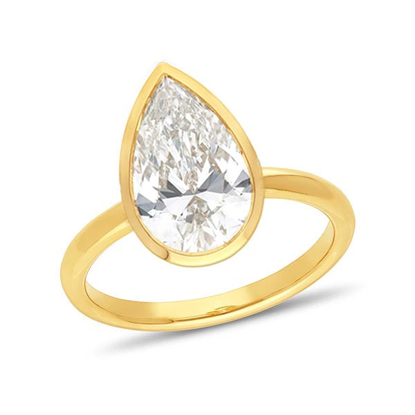 18ct Yellow Gold Pear Lab-Grown Diamond Engagement Ring, 3ct