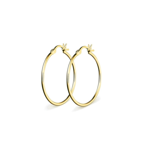 Sterling Silver Gold Plated Hoop Earrings, 20mm