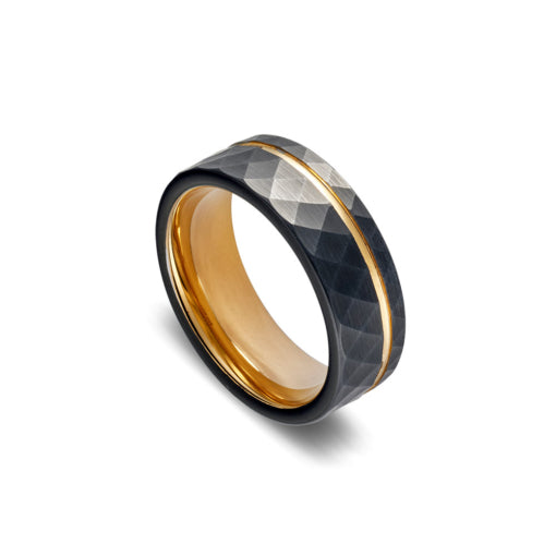 Tungsten Black and Gold Plated Ring, size 11