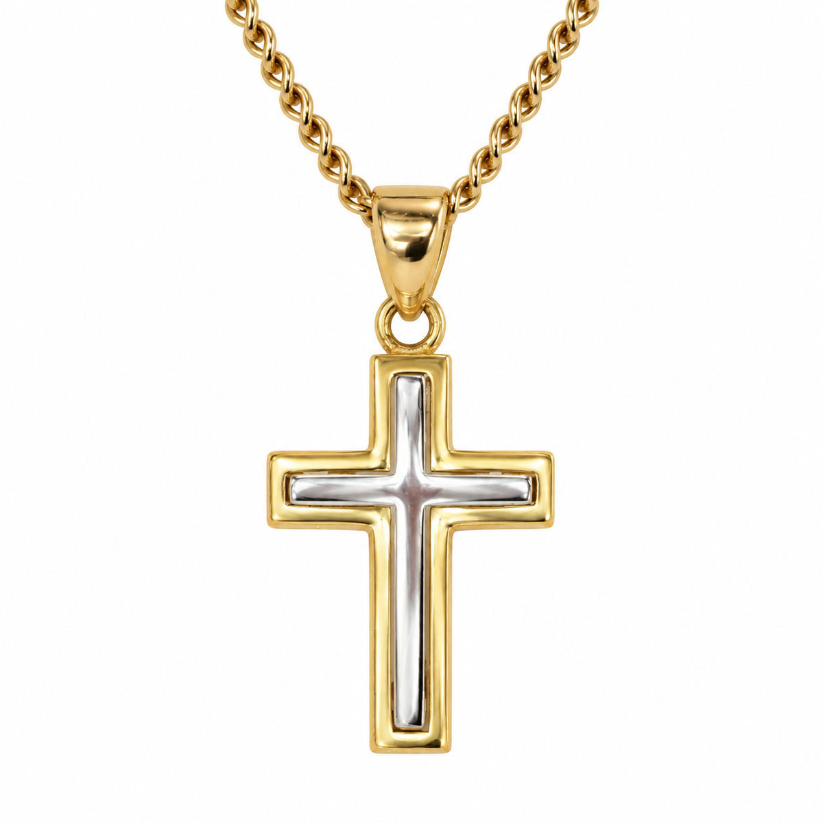 9ct Yellow and White Gold Cross