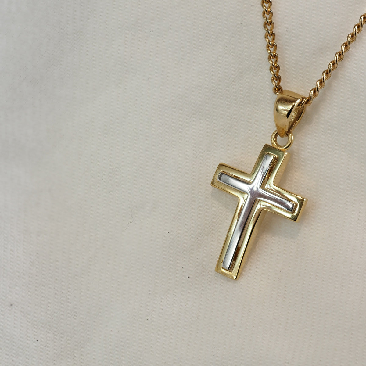 9ct Yellow and White Gold Cross