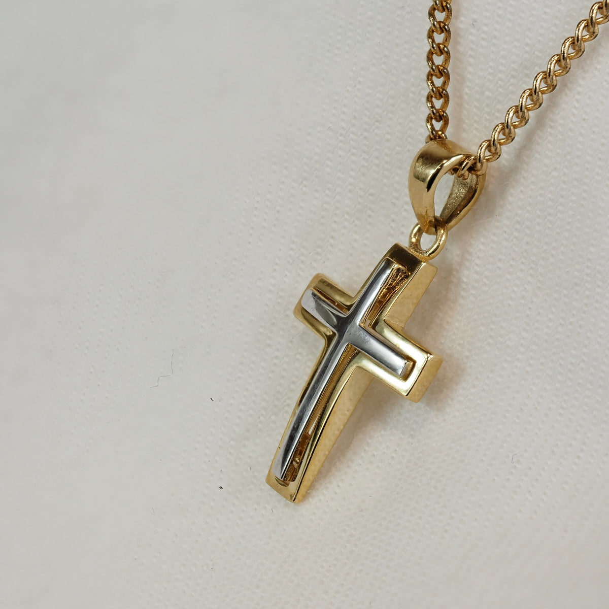9ct Yellow and White Gold Cross