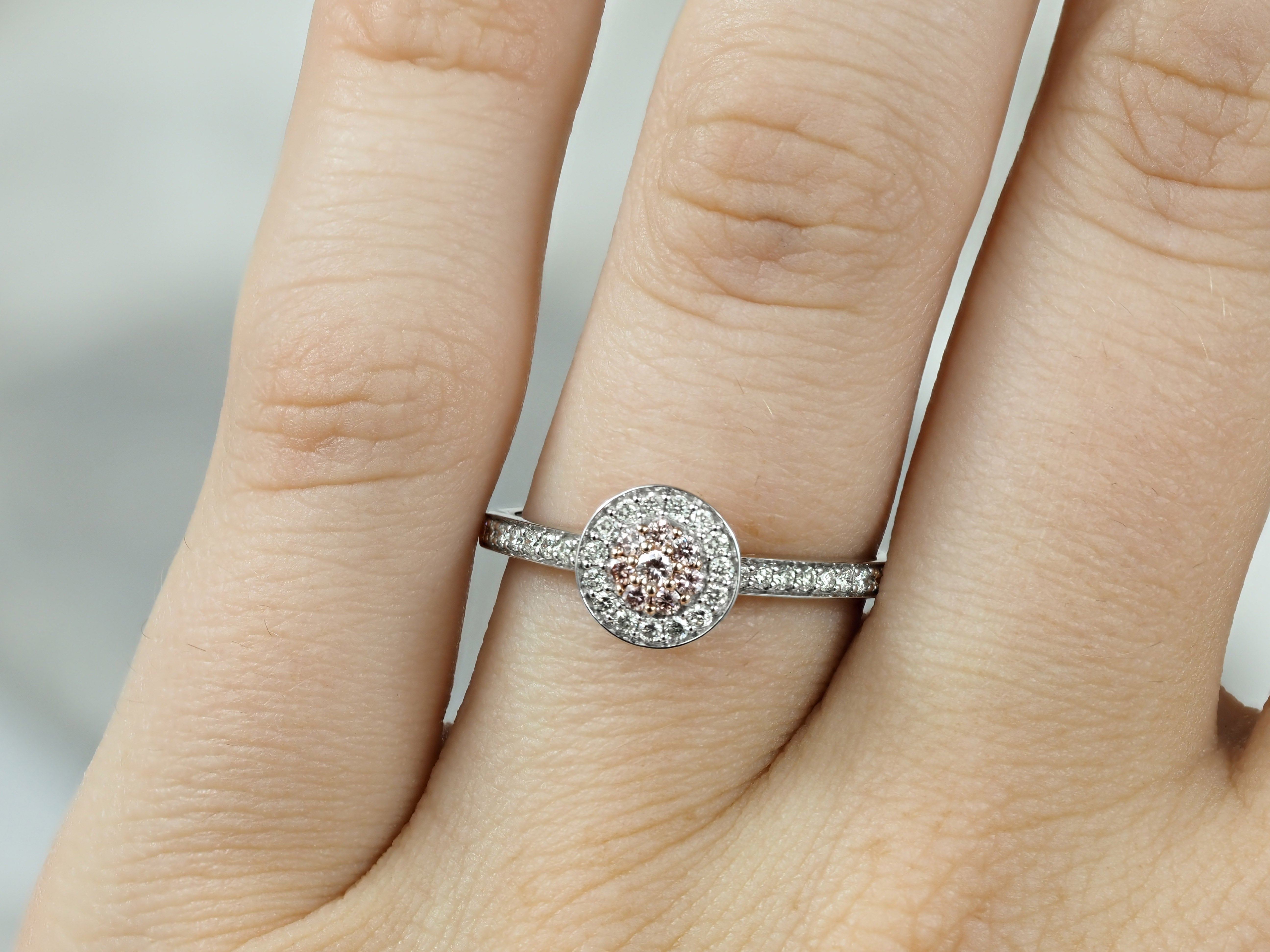9ct Rose and White Gold 'Pink Caviar' Argyle Diamond ring, 0.322ct total