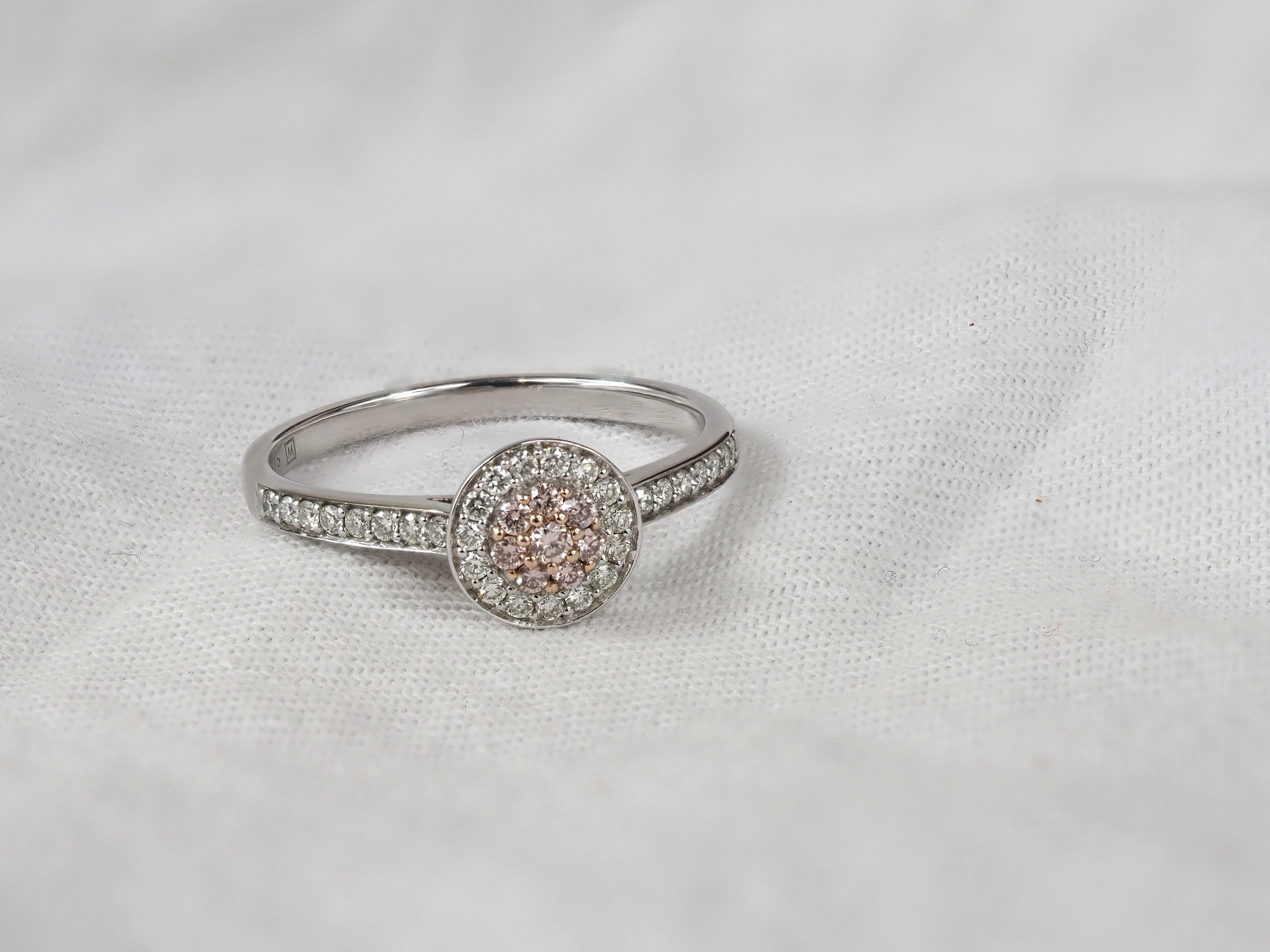 9ct Rose and White Gold 'Pink Caviar' Argyle Diamond ring, 0.322ct total
