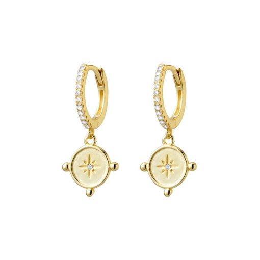 Sterling Silver Gold Plated Huggie Earrings with Drop