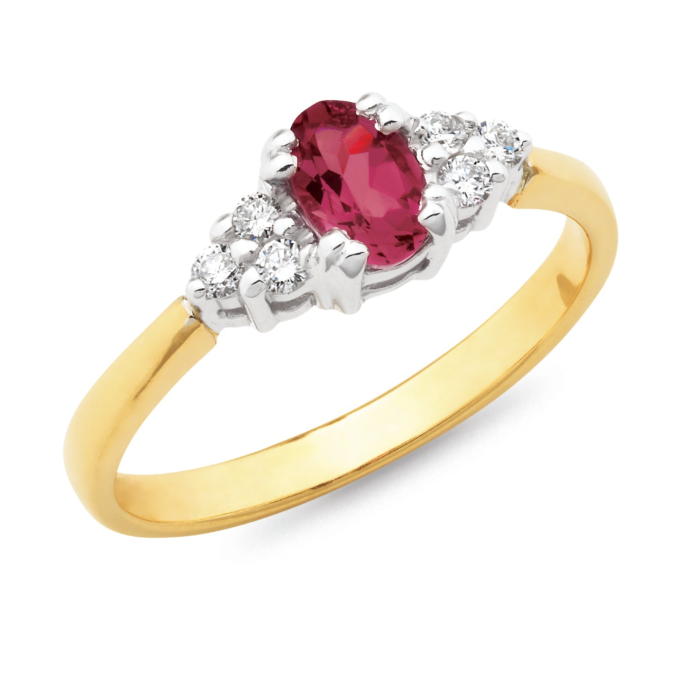 9ct Yellow and White Gold Ruby and Diamond ring