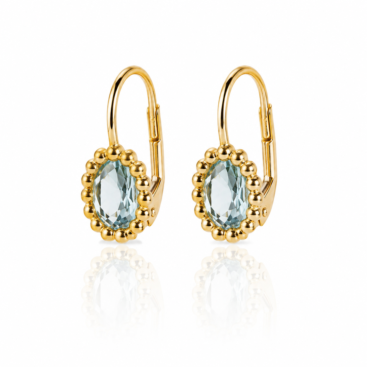 9ct Yellow Gold Blue Topaz Drop Earrings