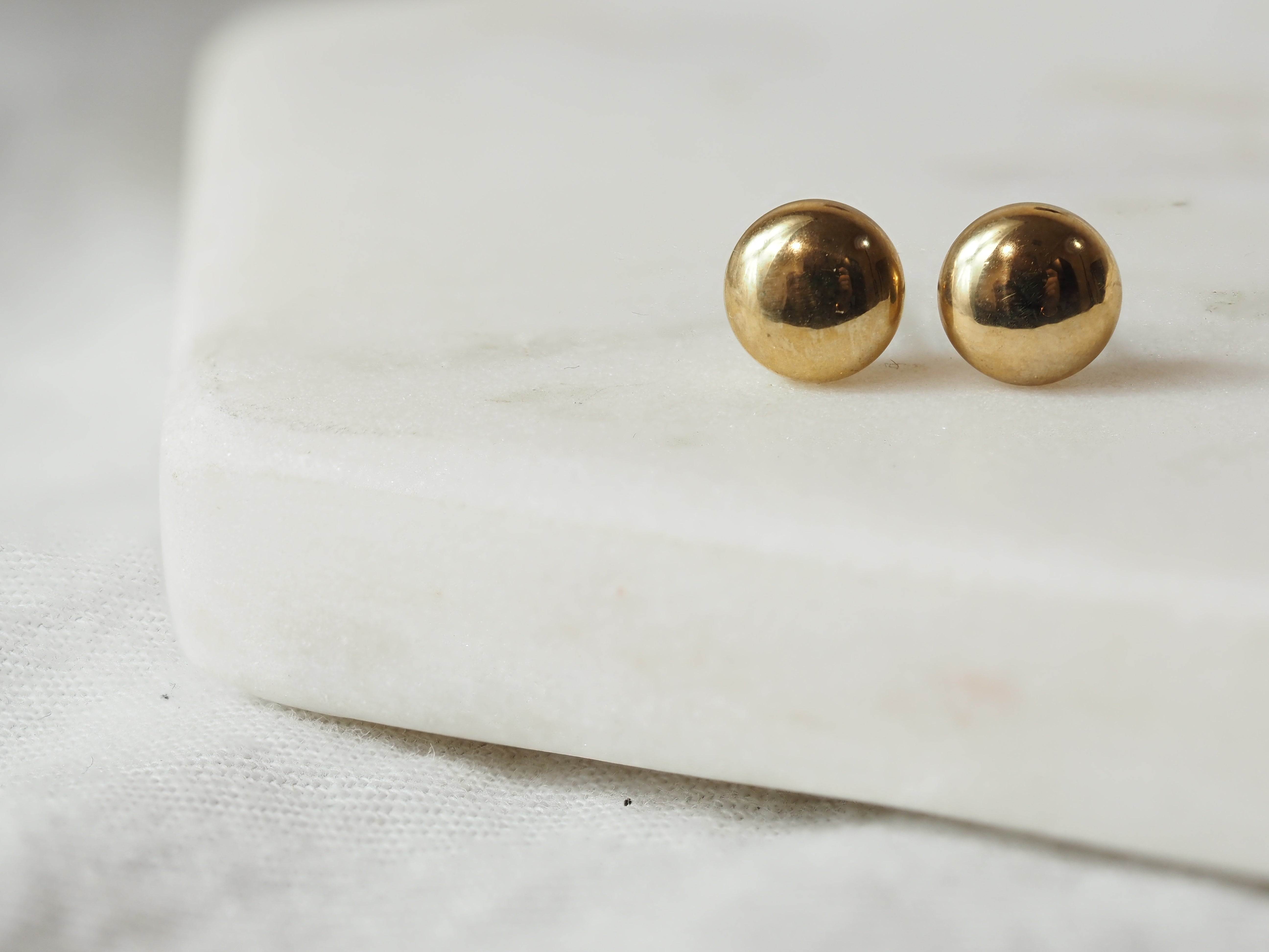 9ct Yellow Gold Button Stud Earrings, 7mm