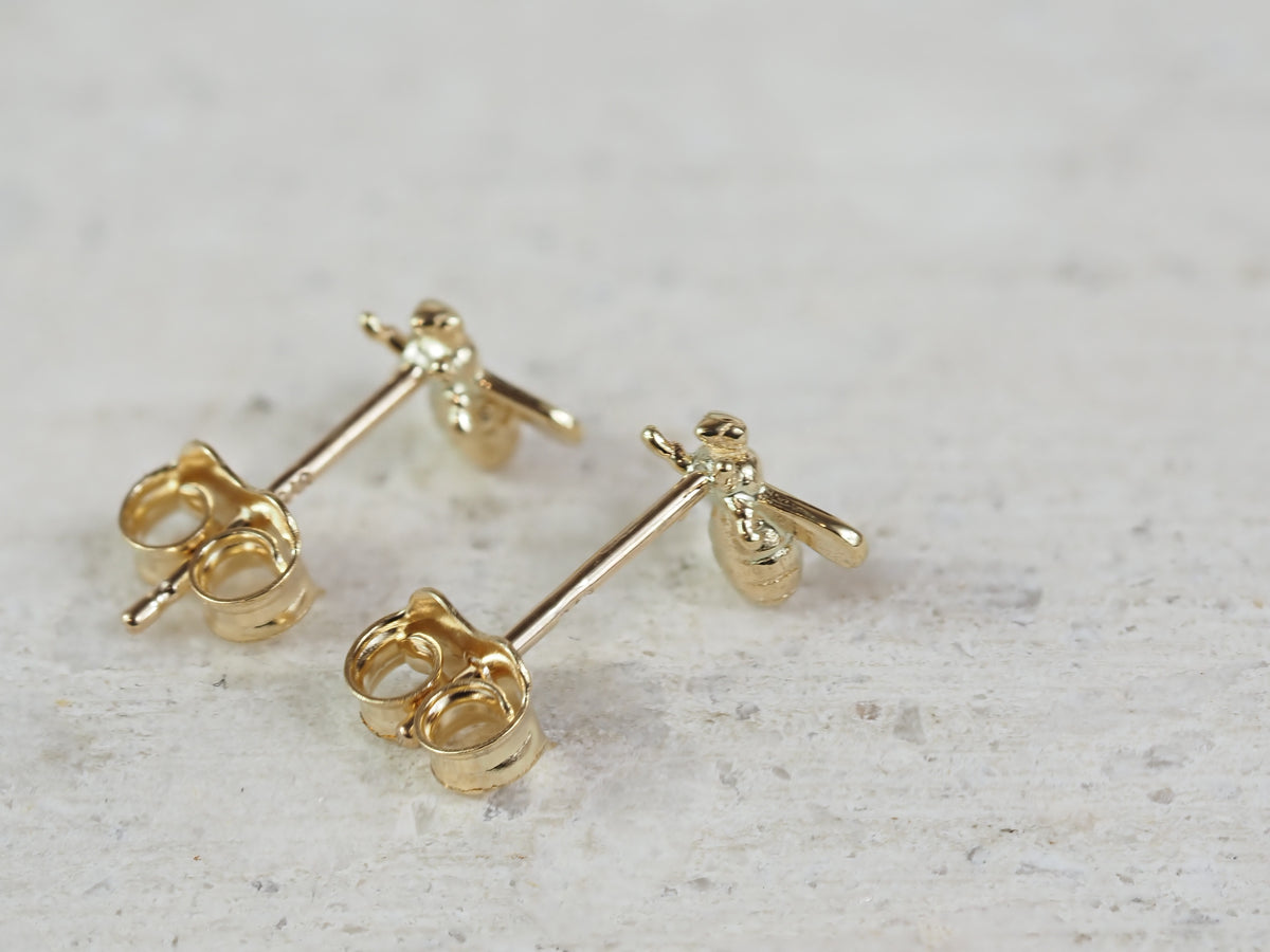 9ct Yellow Gold Bee Stud Earrings